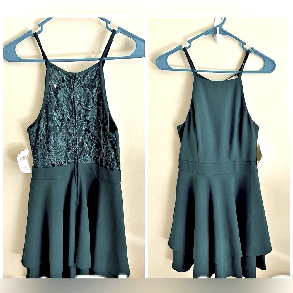 Altar’d State hunter green sequin formal dress NWT